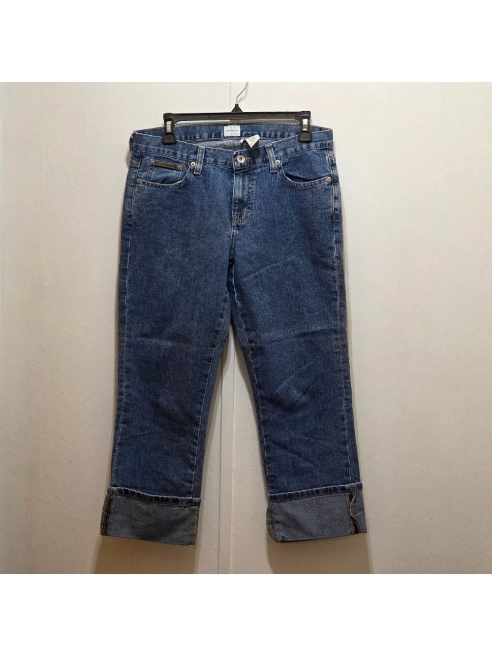Calvin Klein Jeans‎ Womens Size 8 Blue Denim Cuffed Cropped Low Rise Jeans
